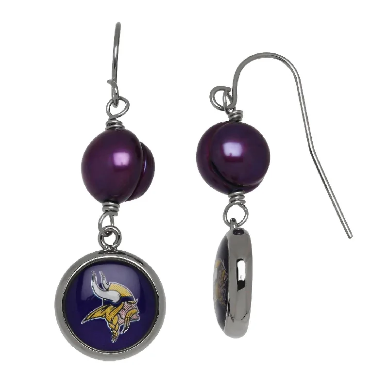 Best hoop earrings with twisted rope designs for a nautical-inspired style-Minnesota Vikings Earrings In Purple/blue