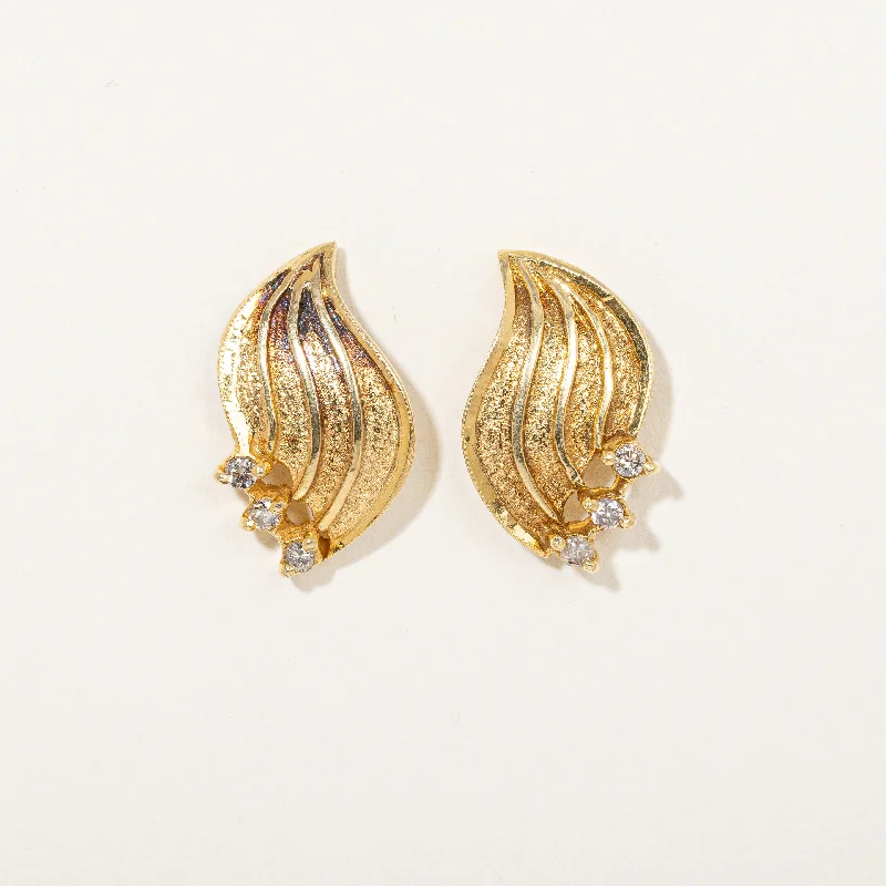 Hoop earrings with oversized pearl accents for a statement-making look-Ornate Yellow Gold & Diamond Earrings | 0.10ctw |