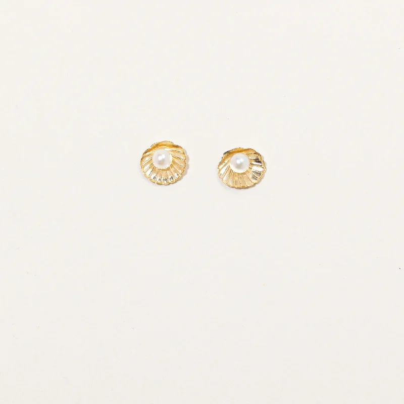 Hoop earrings with oversized designs for a bold, fashion-forward statement-Pearl in Shell Earrings