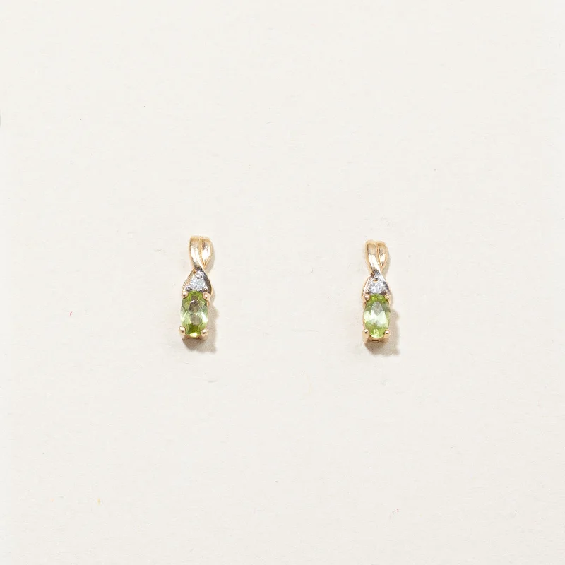 Hoop earrings with abstract shapes for an artistic and creative touch-Peridot & Diamond Earrings | 0.40ctw, 0.03ctw |