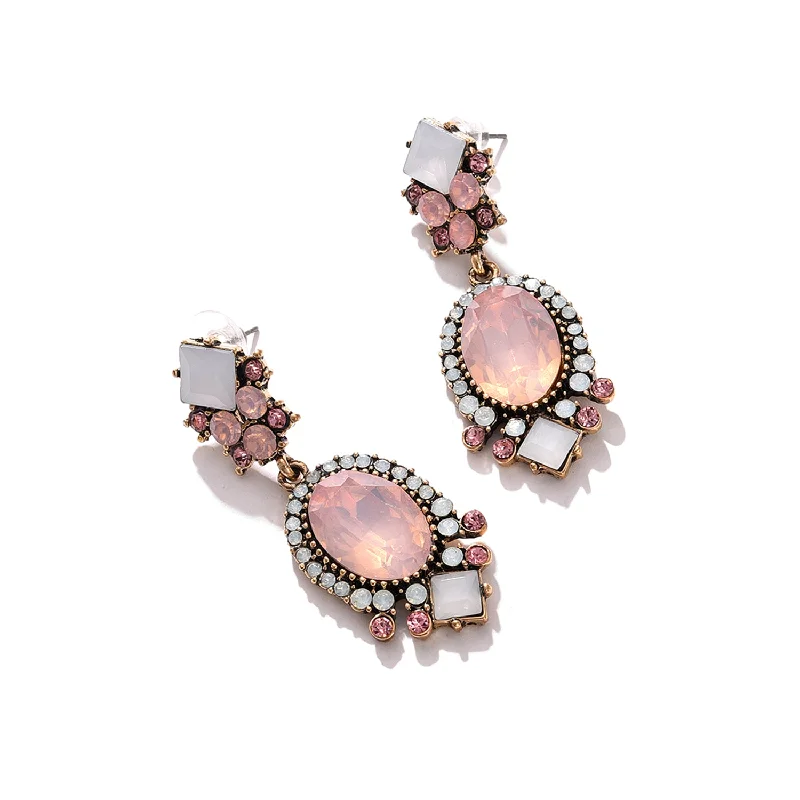 Best hoop earrings with sparkling cubic zirconia for a brilliant, budget-friendly effect-Pink Color Gold Plated Designer Stone Drop Earring For Women's