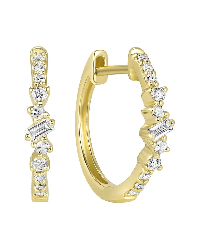 Best hoop earrings with sparkling cubic zirconia for a brilliant, budget-friendly effect-Ron Hami 14K 0.18 ct. tw. Diamond Huggie Earrings