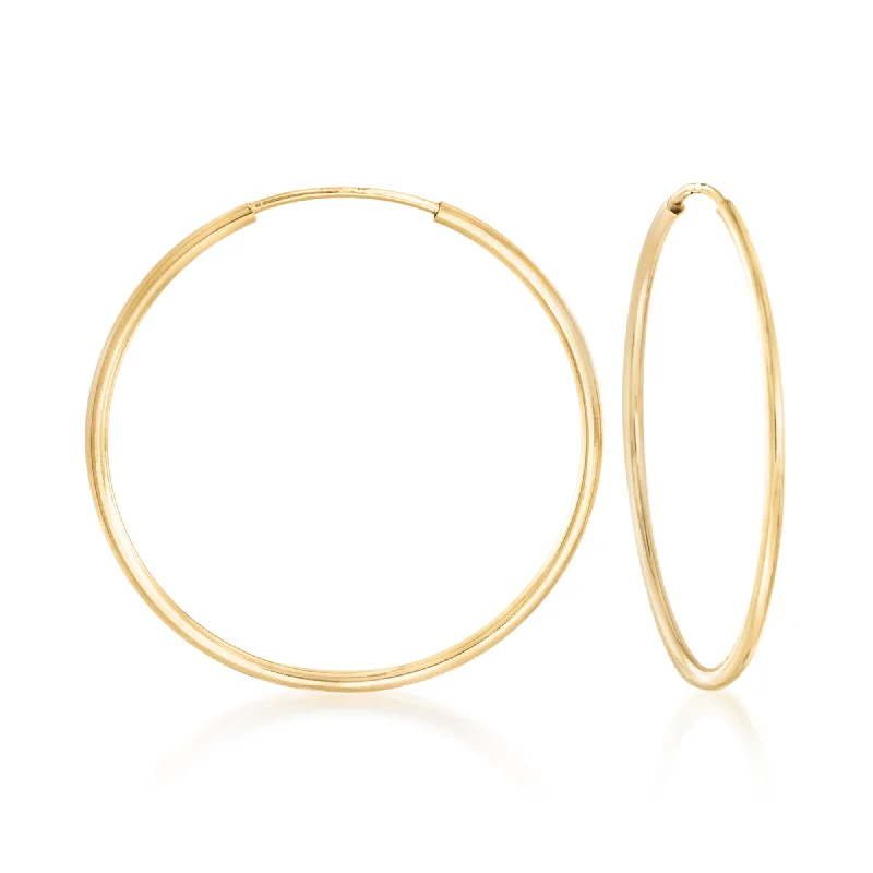 Best hoop earrings with tribal designs for a cultural and exotic aesthetic-Ross-Simons 1.25mm 14kt Yellow Gold Endless Hoop Earrings