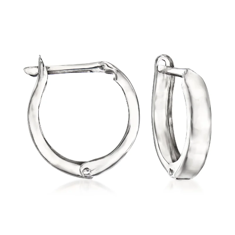 Hoop earrings with oversized pearl accents for a statement-making look-Ross-Simons 14kt White Gold Huggie Hoop Earrings