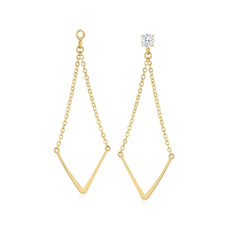 Best hoop earrings with vintage-style detailing for a nostalgic and timeless look-Ross-Simons 14kt Yellow Gold V-Shaped Chandelier Earring Jackets