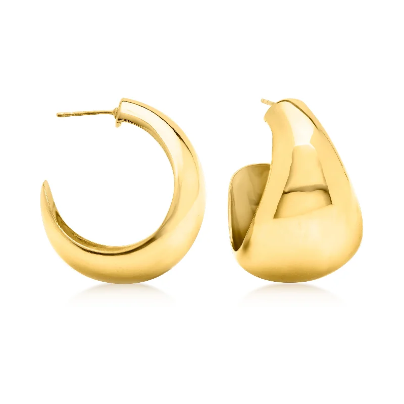 Best hoop earrings with crescent-shaped designs for a bold, moon-inspired style-Ross-Simons 18kt Gold Over Sterling Graduated Hoop Earrings