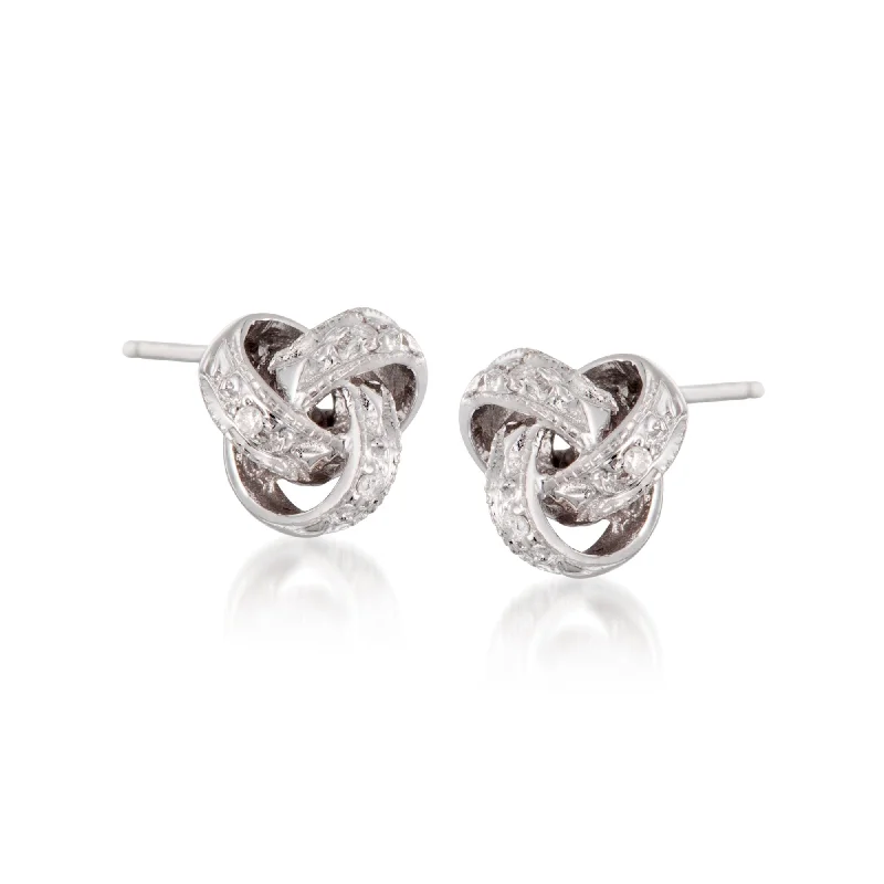 Best hoop earrings with custom engravings for a personalized and meaningful gift-Ross-Simons Diamond Accent Love Knot Earrings in 14kt White Gold