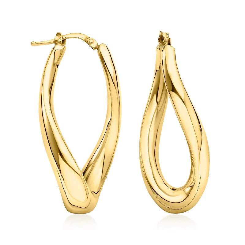 Hoop earrings with circle designs for a classic and timeless shape-Ross-Simons Italian 14kt Yellow Gold Twisted Hoop Earrings