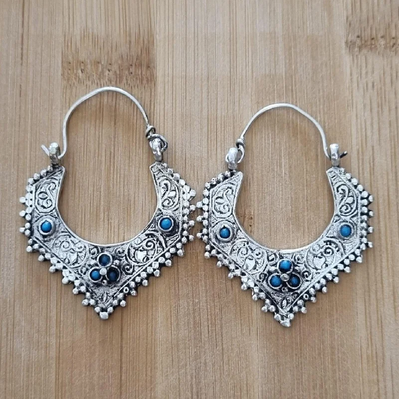 Best hoop earrings with vintage-style detailing for a nostalgic and timeless look-Silver Gypsy Tribal Hoop Earrings