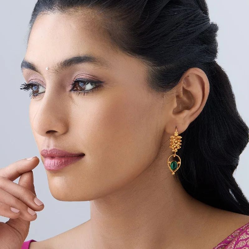 Hoop earrings with braided patterns for a detailed and textured finish-Silver Temple Earring 156555