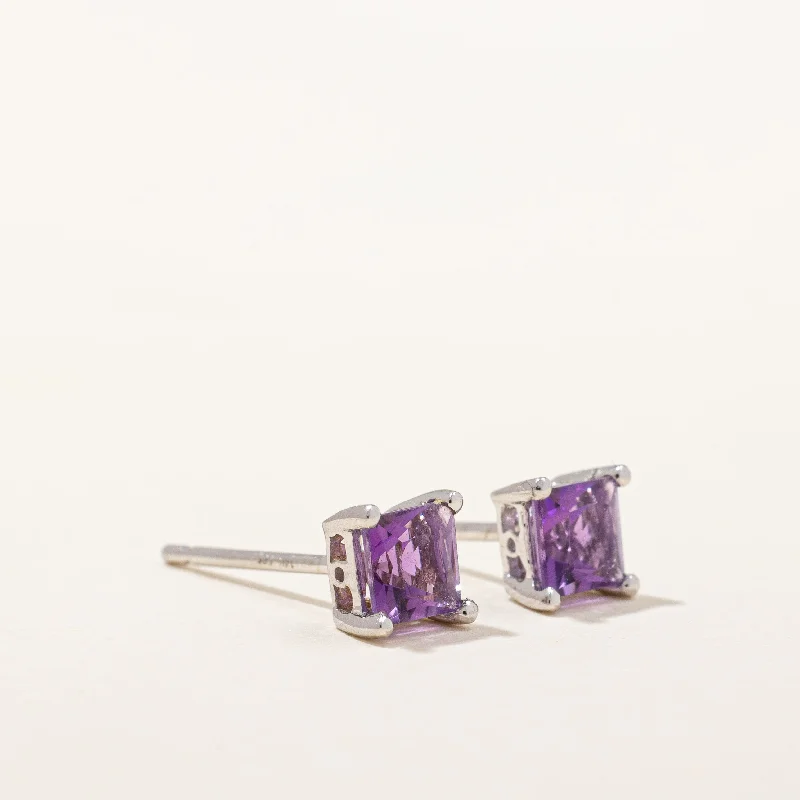 Best hoop earrings with multi-colored gemstones for a vibrant and lively touch-Square Cut Amethyst Earrings | 0.50ctw |