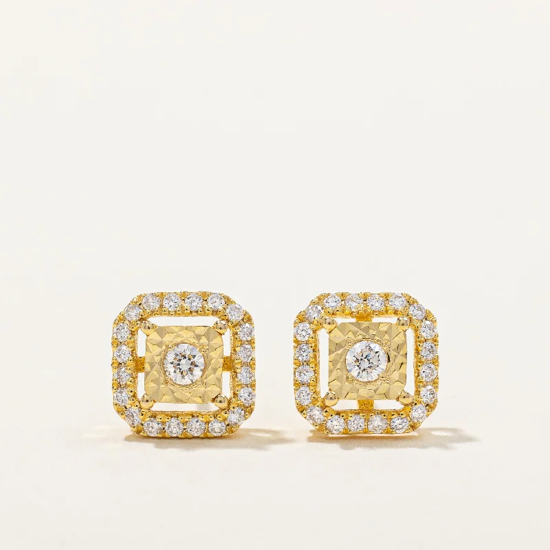 Hoop earrings with enamel stripes for a colorful and eye-catching design-Square Diamond Earrings | 0.25ctw |