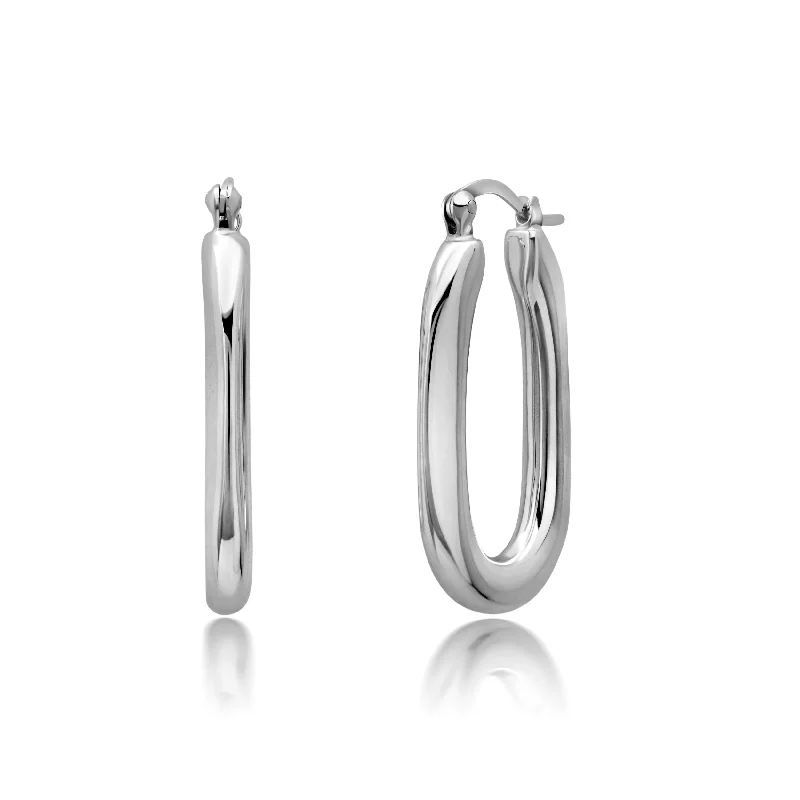 Best hoop earrings with lever-back closures for secure and easy wear-Sterling Silver 20X32X5 MM Hoop Earrings