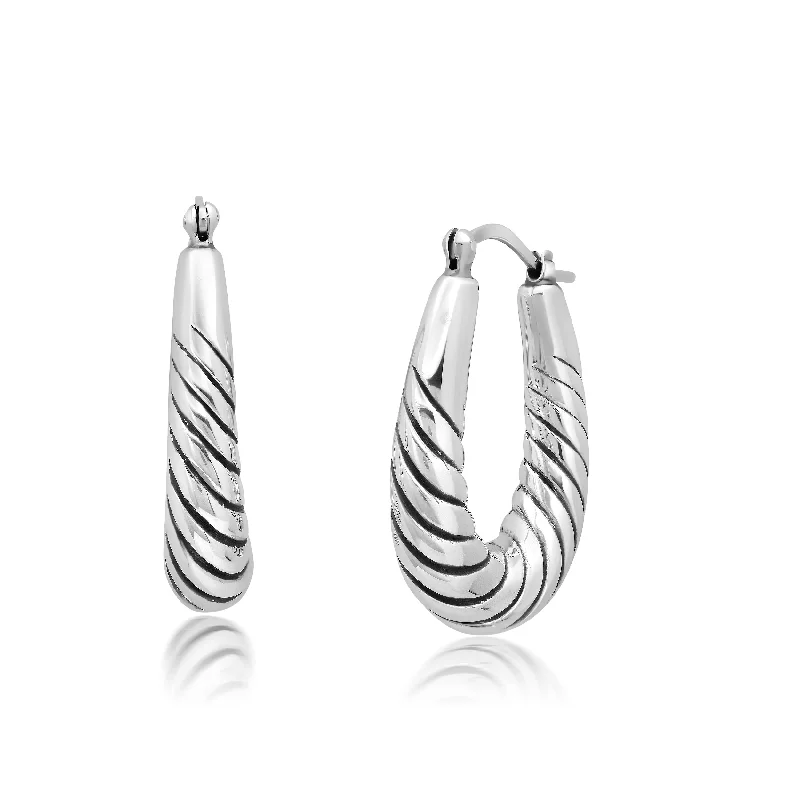 Best hoop earrings with oval shapes for a unique and elongated design-Sterling Silver 24X29X8 MM Hoop Earrings