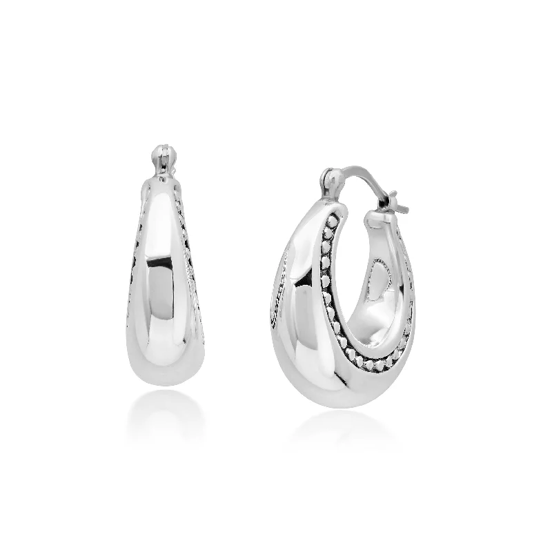 Hoop earrings with abstract shapes for an artistic and creative touch-Sterling Silver 25X25X10 MM Hoop Earrings