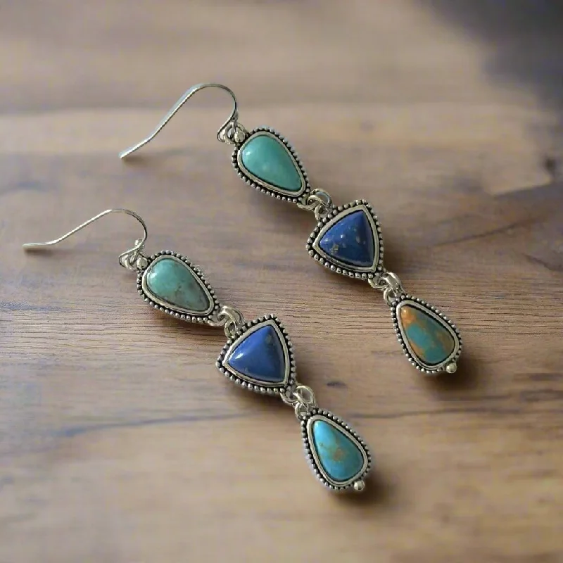 Best hoop earrings with asymmetrical designs for a fashion-forward, avant-garde look-Talulah Boho Turquoise Stone Earrings