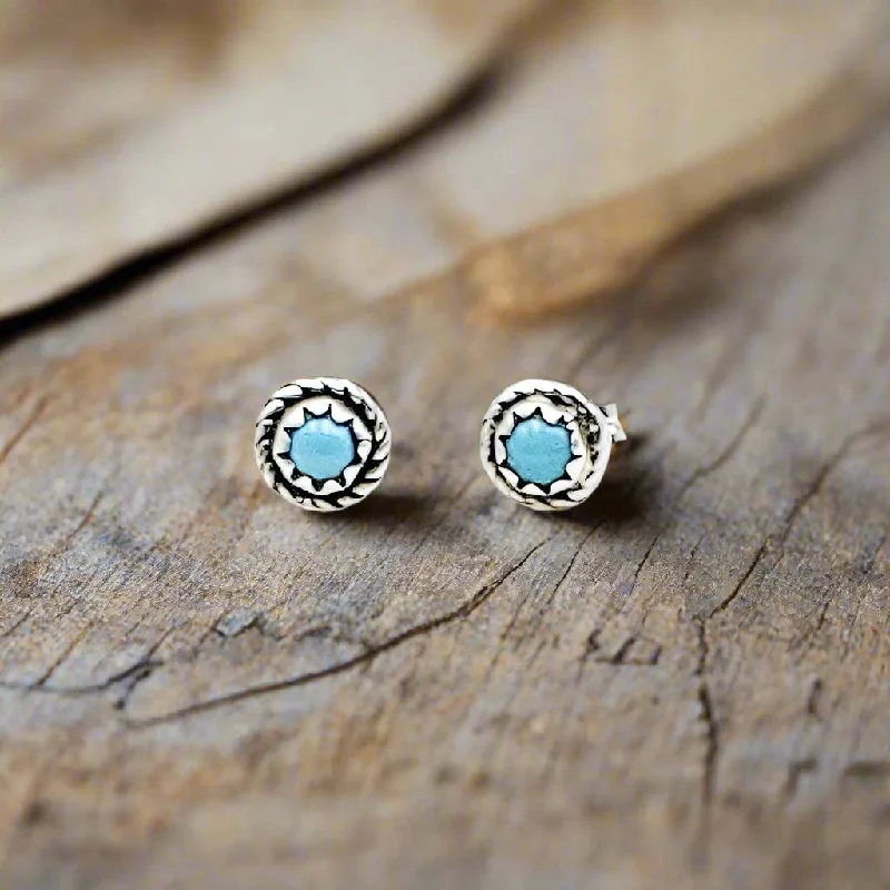 Hoop earrings with spiral designs for a dynamic and fluid look-Turquoise Navajo Studs