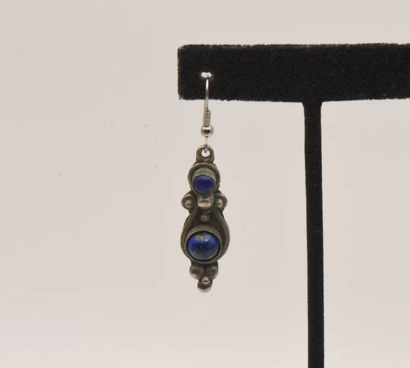 Hoop earrings with diamond-cut surfaces for added sparkle and shine-UNMATCHED Vintage Lapis Lazuli Dangle Earring