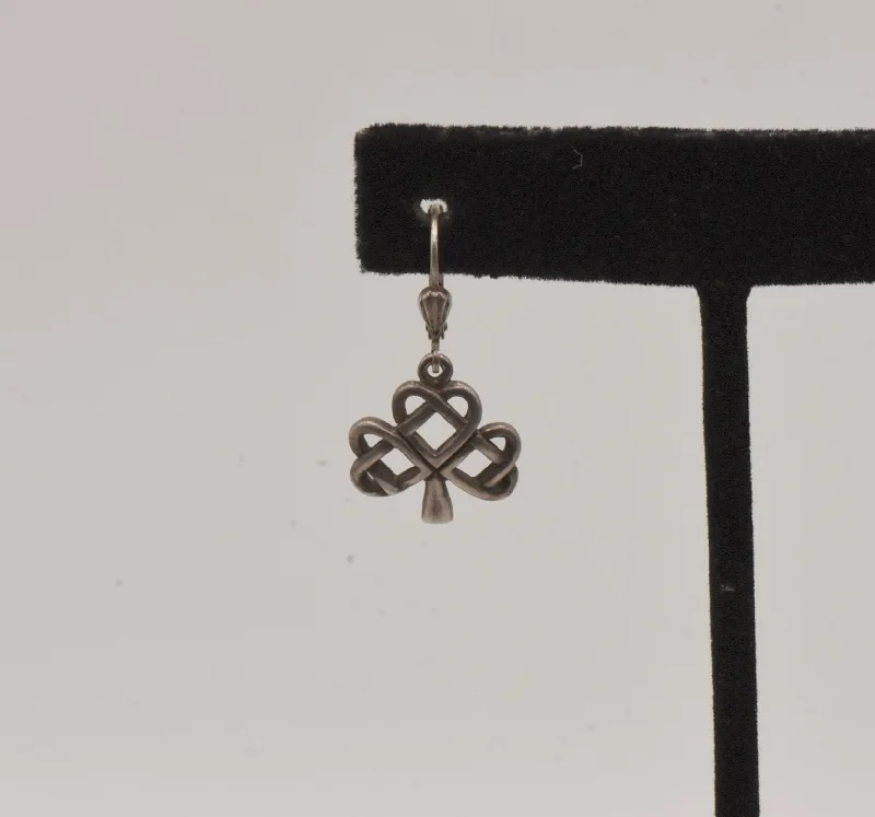 Hoop earrings with open designs for a modern, lighthearted vibe-UNMATCHED Vintage Sterling Silver Celtic Knot Shamrock Dangle Earring