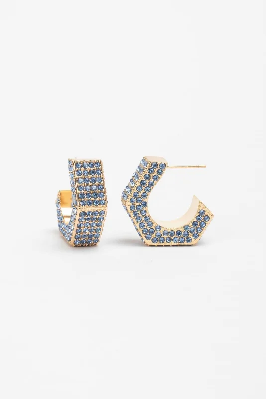 Best hoop earrings with butterfly motifs for a playful and whimsical appearance-Women's Brooke Hexagon Hoops In Blue