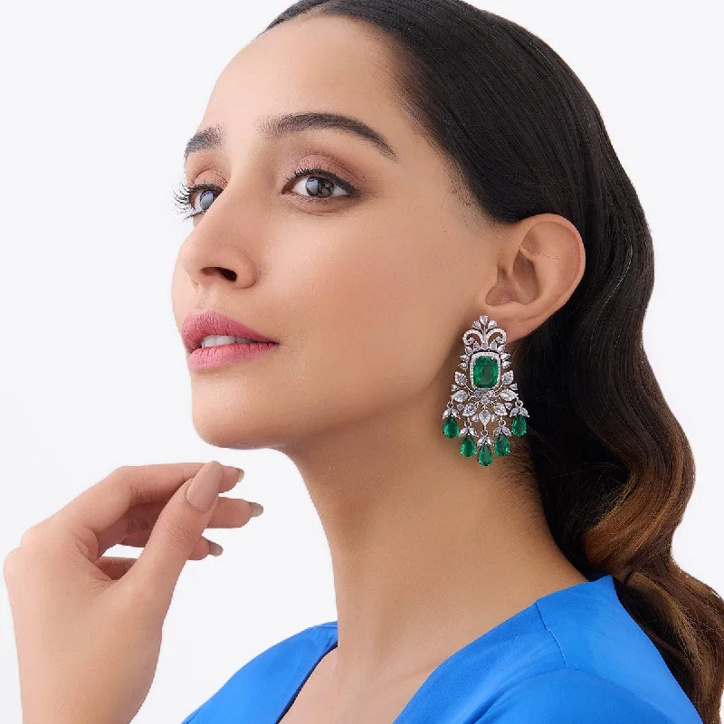 Hoop earrings with intricate designs for a unique and artistic appearance-Zircon Earring 157801